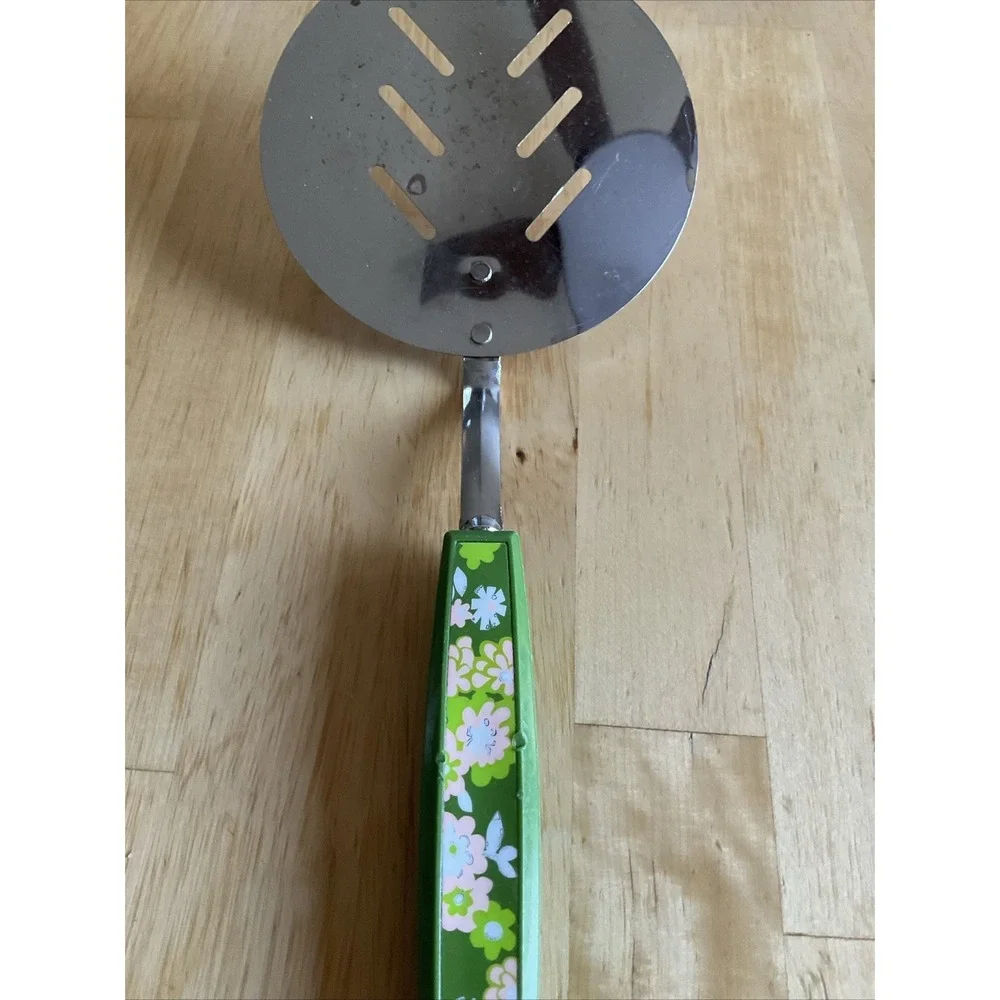 Vintage Spatula Pink Flowers Green Handle - Picture 3 of 7